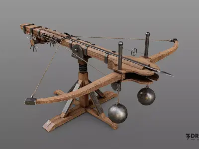 Medieval Ballista - Realistic Siege Weapon Low-poly 3D model