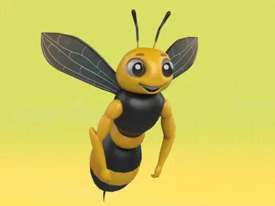 Cute Bee Character 3D model with Animation Low-poly 3D model