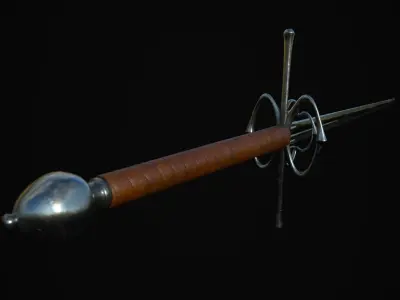 Bastard Sword Low-poly 3D model