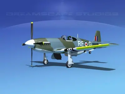 North American Mustang X RAF V09 3D model