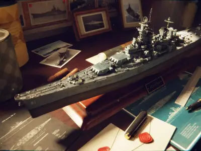 USS Iowa - BB61 Low-poly 3D model