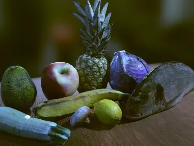 FRUITS AND VEGETABLES Free low-poly 3D model