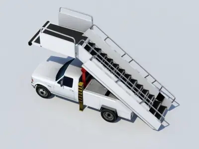 F350 ford Stair truck AIrport Ground Support Low Poly Low-poly 3D model