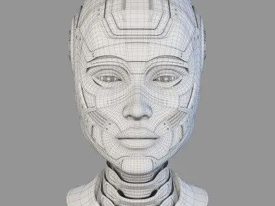 Female cyborg head 3D model
