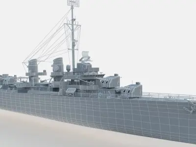 Allen M Sumner-class destroyer Low-poly 3D model