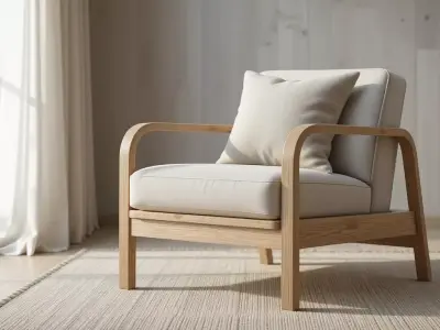 Wooden Armchair 3D Model  Modern Furniture Game  Render Ready  Free 3D model