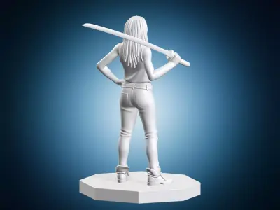 Michonne with Katana 3D print model