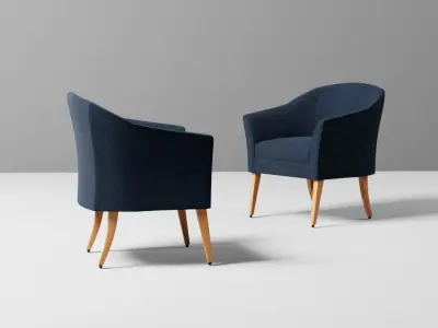  Barrel Shaped Accent Chair Blue Free 3D model