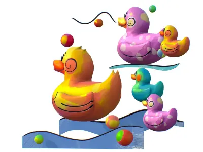 Cartoon 3D illustration Duck Family Bird Low-poly 3D model