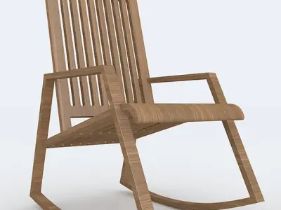 Wood Rocking Chair 3D Model Low-poly 3D model