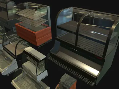 Commercial Food Display counters Low-poly 3D model