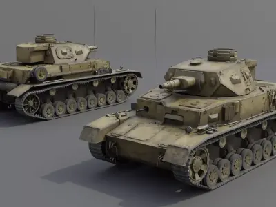 Panzer IV E Medium Tank Low-poly 3D model