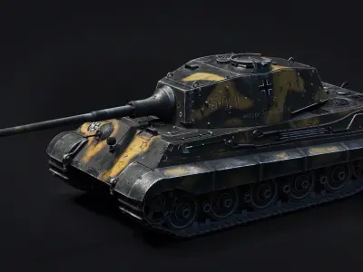 Tank Green Khaki Tiger 2 - King Tiger Koenig Tiger Low-poly 3D model