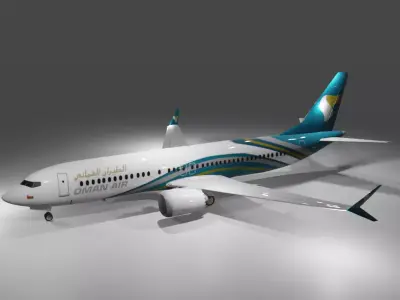 Oman Air Boeing 737 max 8 3d model low poly Low-poly 3D model