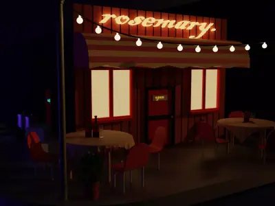 cute evening cafe 3D model