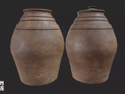 Medieval Storage Pot Pack Low-poly 3D model