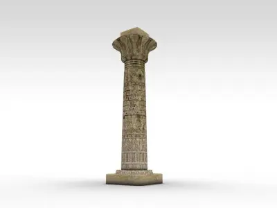 Ancient Egyptian column Low-poly 3D model