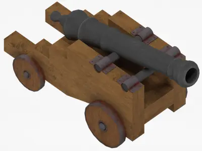 Medieval cannon Free low-poly 3D model