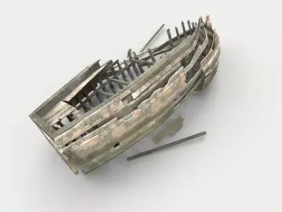Abandoned Boat Wreck  Low-poly 3D model