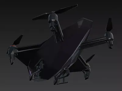 Purple Futuristic Drone Model Low-poly 3D model