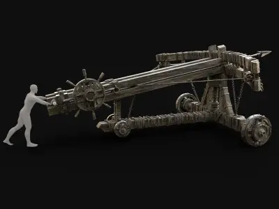 WAR MACHINE BALLISTA MEDIEVAL SIEGE ENGINE WAR BATTLE WEAPON Low-poly 3D model
