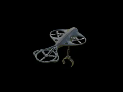 Drone with Mechanical Arm Low-poly 3D model