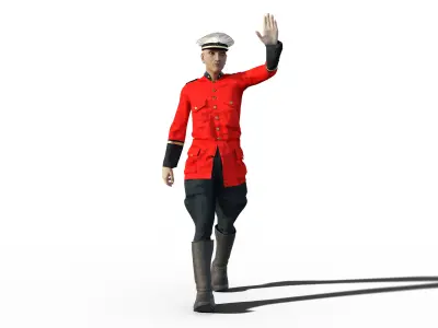 Steampunk Officer Rigged Animated Low-poly 3D model