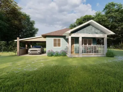 House with carport 3D model 3D print model
