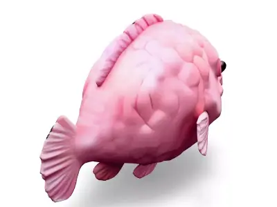 Stylized Pink Fish 3D Model Low-poly 3D model