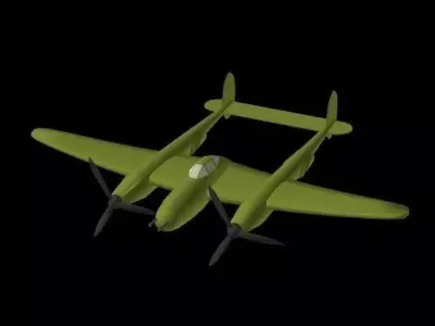 Lockheed P-38 Lightening Low-poly 3D model