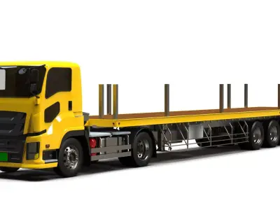 Generic Flatbed Semi-Trailer Truck 13M 3D model
