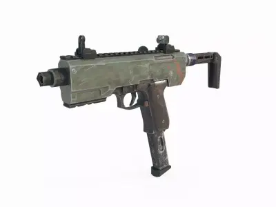 Future sci-fi wasteland style submachine gun 3D model