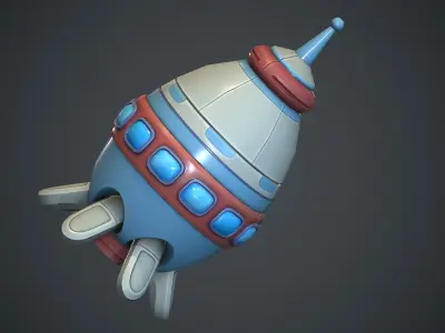 Cartoon Rocket 2 PBR Game Ready Low-poly 3D model