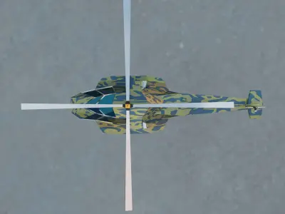 Helicopter Low-Poly 3D Model military Low-poly 3D model