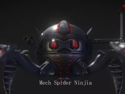 Mech-Spider-ninjia spider with eyes Low-poly 3D model