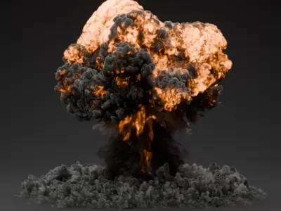 Massive Fire Explosion Effect VDB For Blender 3D model