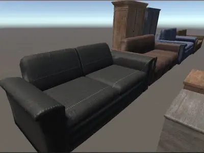 Simple bedroom furniture  Free low-poly 3D model