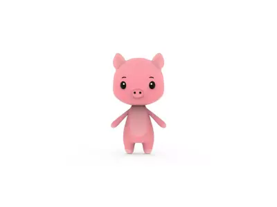 Cartoon Pig v002 character 3D model