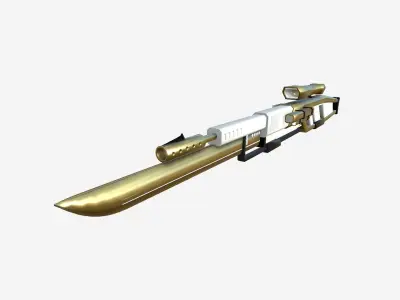 SciFi Sniper Gunblade A05 Golden - Fiction Weaponry Low-poly 3D model