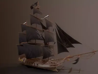 Ocean Brig Low-poly 3D model