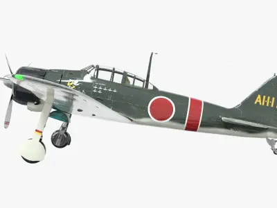 Mitsubishi A6M Zero WW2 Warplane Low-poly 3D model