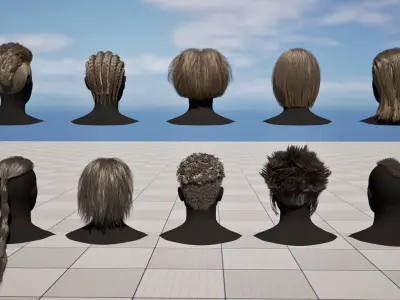 Pack real time hairstyles part 2 Low-poly 3D model
