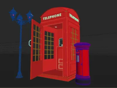Telephone booth Low-poly 3D model