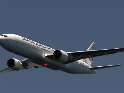 ANIMATED Boeing 777-200ER - Japan Airlines Livery 3D model