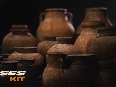 Vases Kit Low-poly 3D model