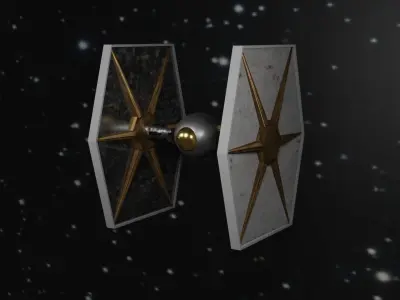 SpaceShip star wars tie fighter in space 3D model