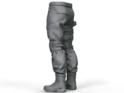 Military pants and Pistol Holster 3D model