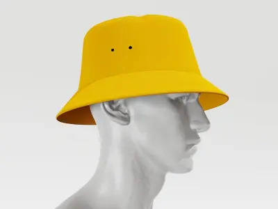 Bucket Hat - Yellow PBR 4K Low-poly 3D model