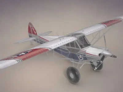 Piper Super Cub Bushplane Civil Air Patrol Low-poly 3D model