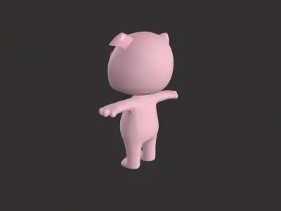 Cartoon 008 Character Pig Cute Low-poly 3D model